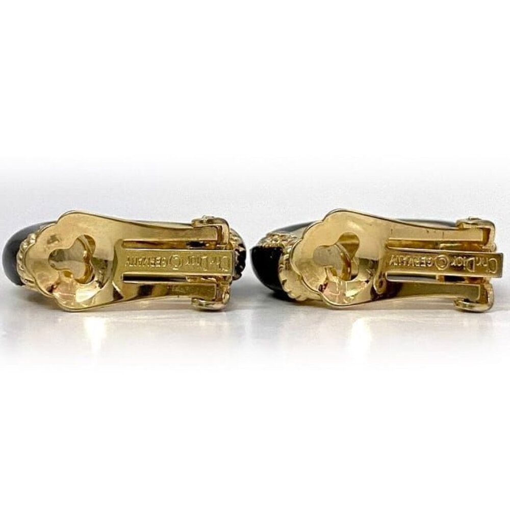 Christian Dior Earrings Gold Black - Picture 5 of 10